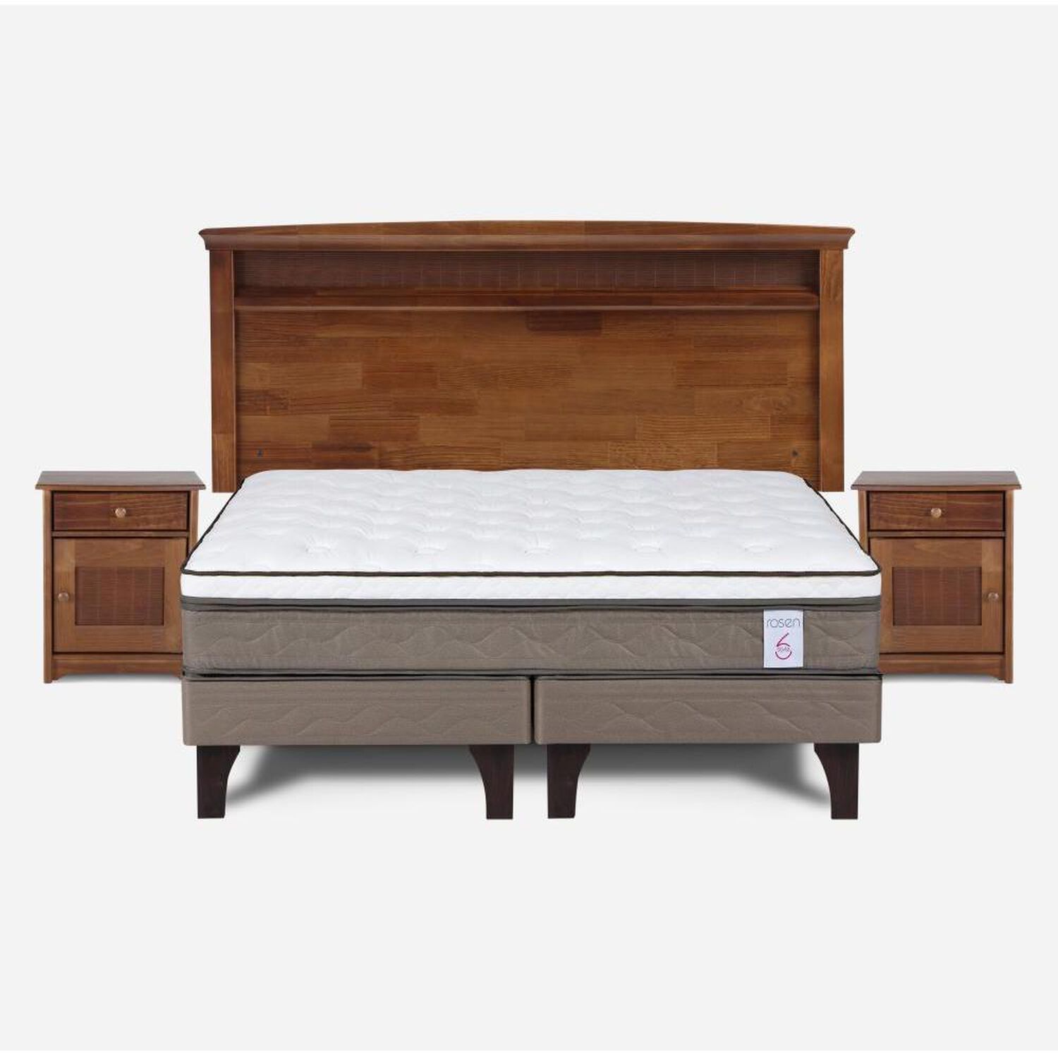 Cama Europea Rosen New Style 6 / 2 Plazas / Base Dividida + Set Maderas image number 0.0