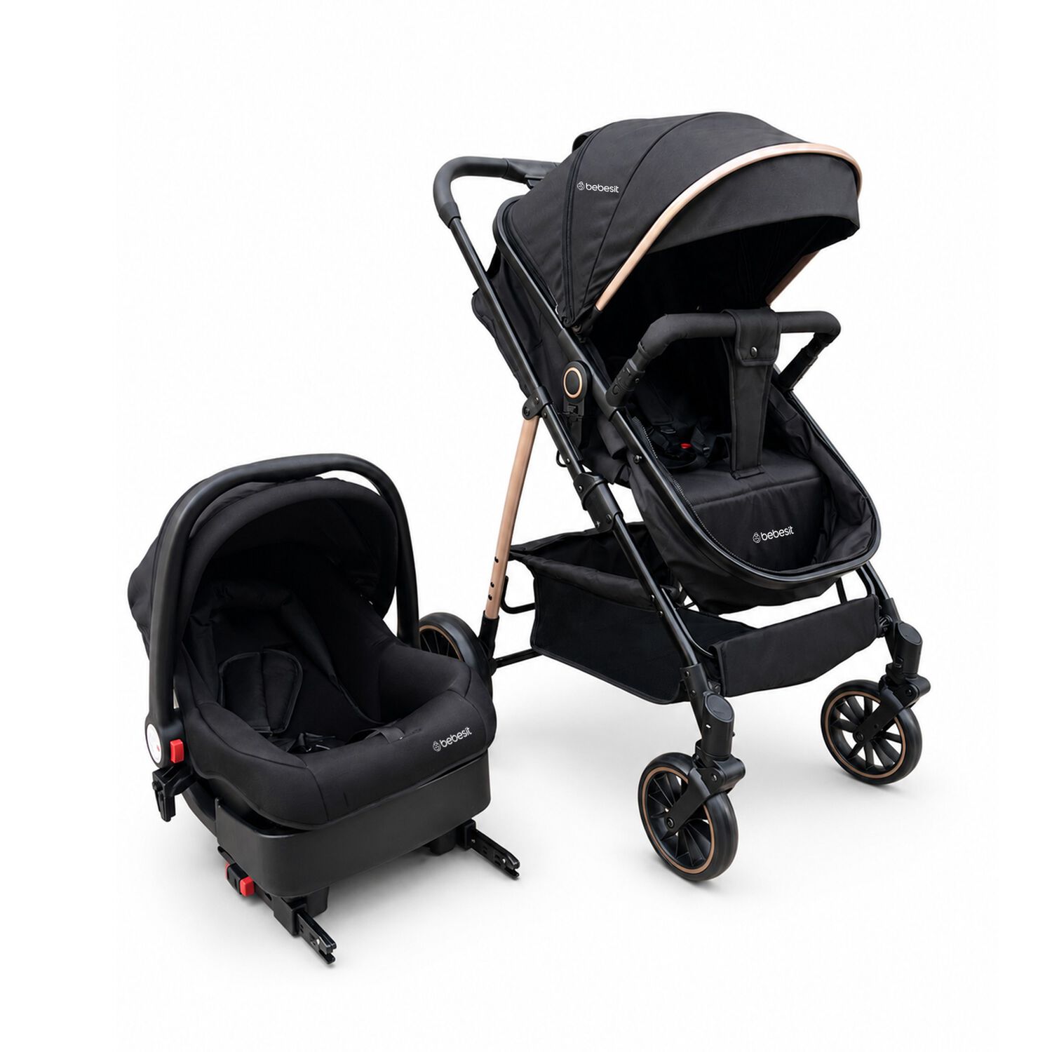 Coche Cuna Travel System Aureo Isofix Gold Negro Bebesit image number 0.0