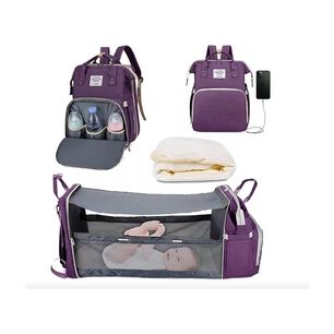 Mochila 3 En 1 Pa&ntilde;alera Cuna Y Mudador Port&aacute;til Para Beb&eacute;s