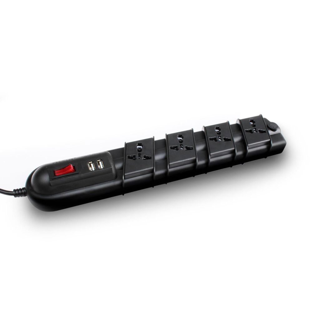 Alargador Zapatilla Con Switch Multinorma 4 Posiciones + 2 Usb Negro 3mts. - Rittig image number 0.0
