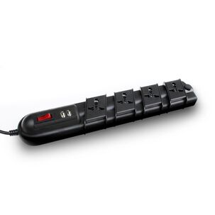 Alargador Zapatilla Con Switch Multinorma 4 Posiciones + 2 Usb Negro 3mts. - Rittig