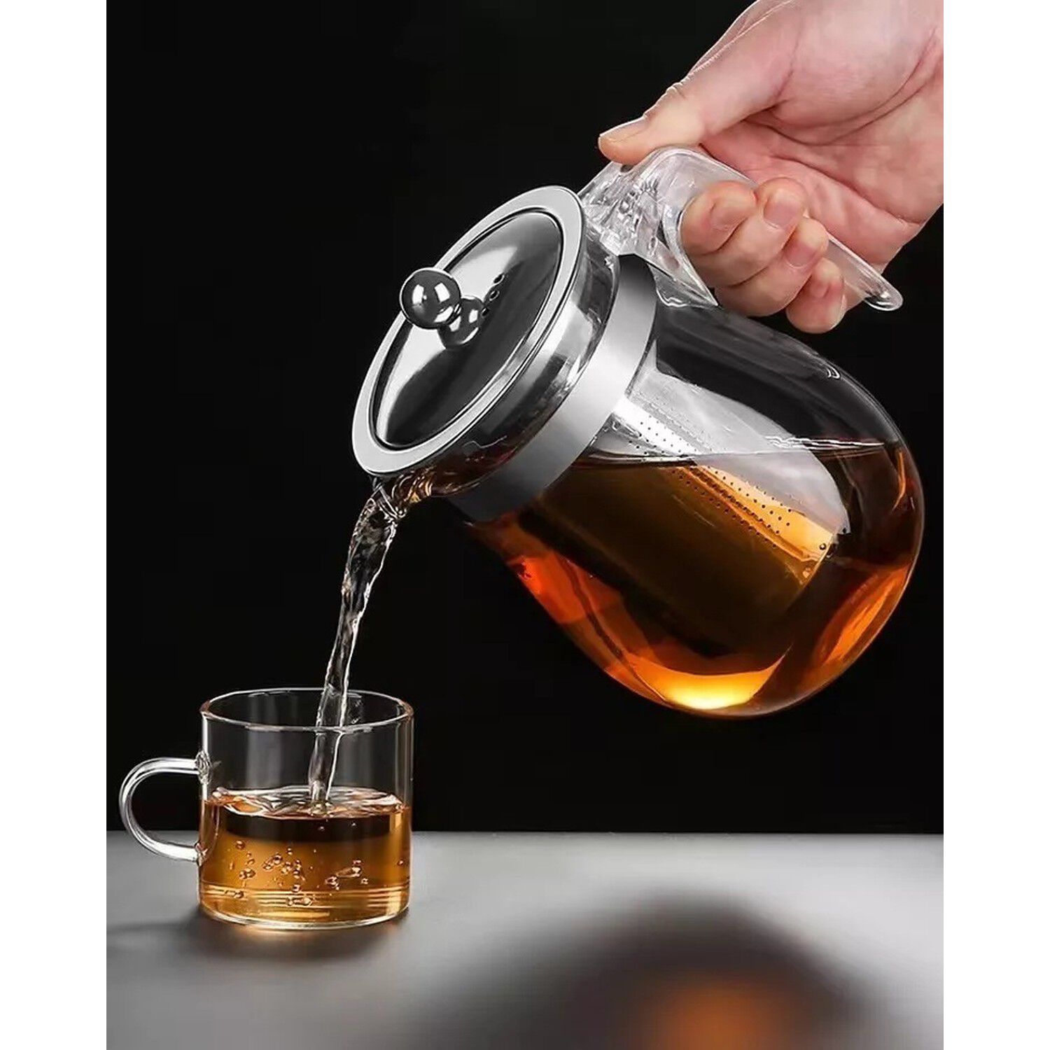 Tetera Vidrio Acero Inox 750ml Infusor Ideal T&eacute; image number 6.0