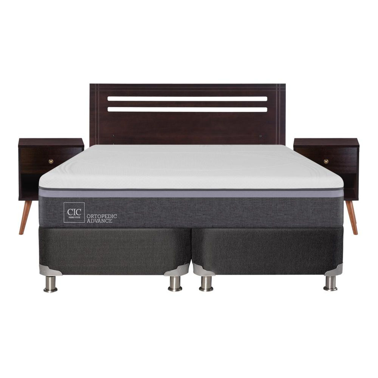 Box Spring Cic Ortopedic / 2 Plazas / Base Dividida + Set De Maderas image number 0.0