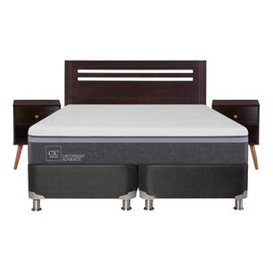 Box Spring Cic Ortopedic / 2 Plazas / Base Dividida + Set De Maderas