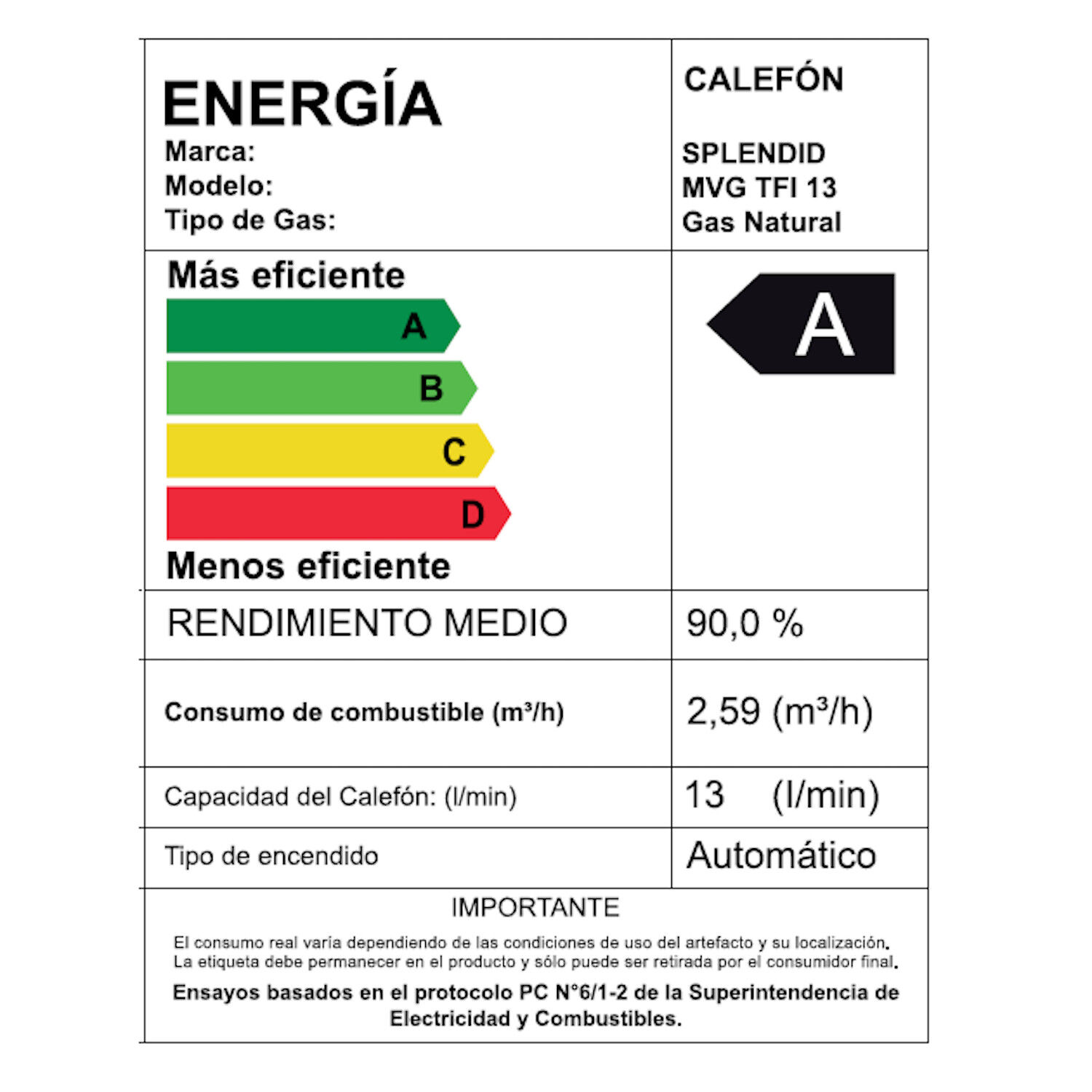 Calefont 13 Litros Gas Natural Tiro Forzado Splendid image number 9.0
