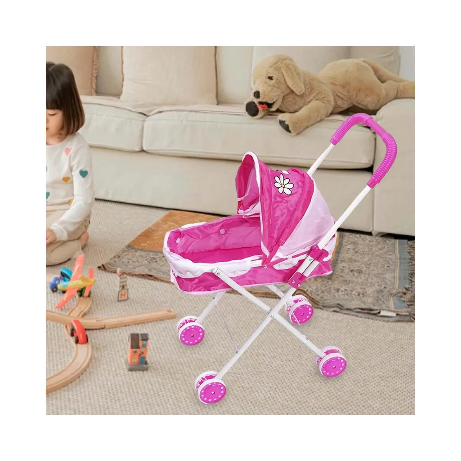 Juguete Coche De Mu&ntilde;ecas 34x25x55cm Rosado Infantil image number 2.0