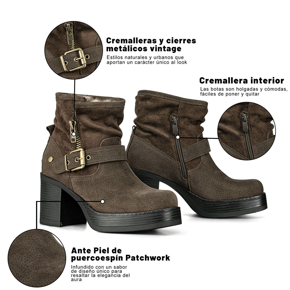 Botin Casual Mujer Taco Grueso Con Felpa Comodo Weide Czy608 image number 8.0
