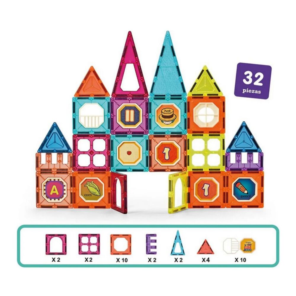 Juguete Bloques Magneticos 32pzs De Construccion Infantil image number 0.0