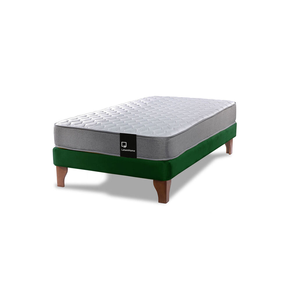 Cama Europea Zen Best 1.5 Plaza Tela Velvet Verde image number 1.0