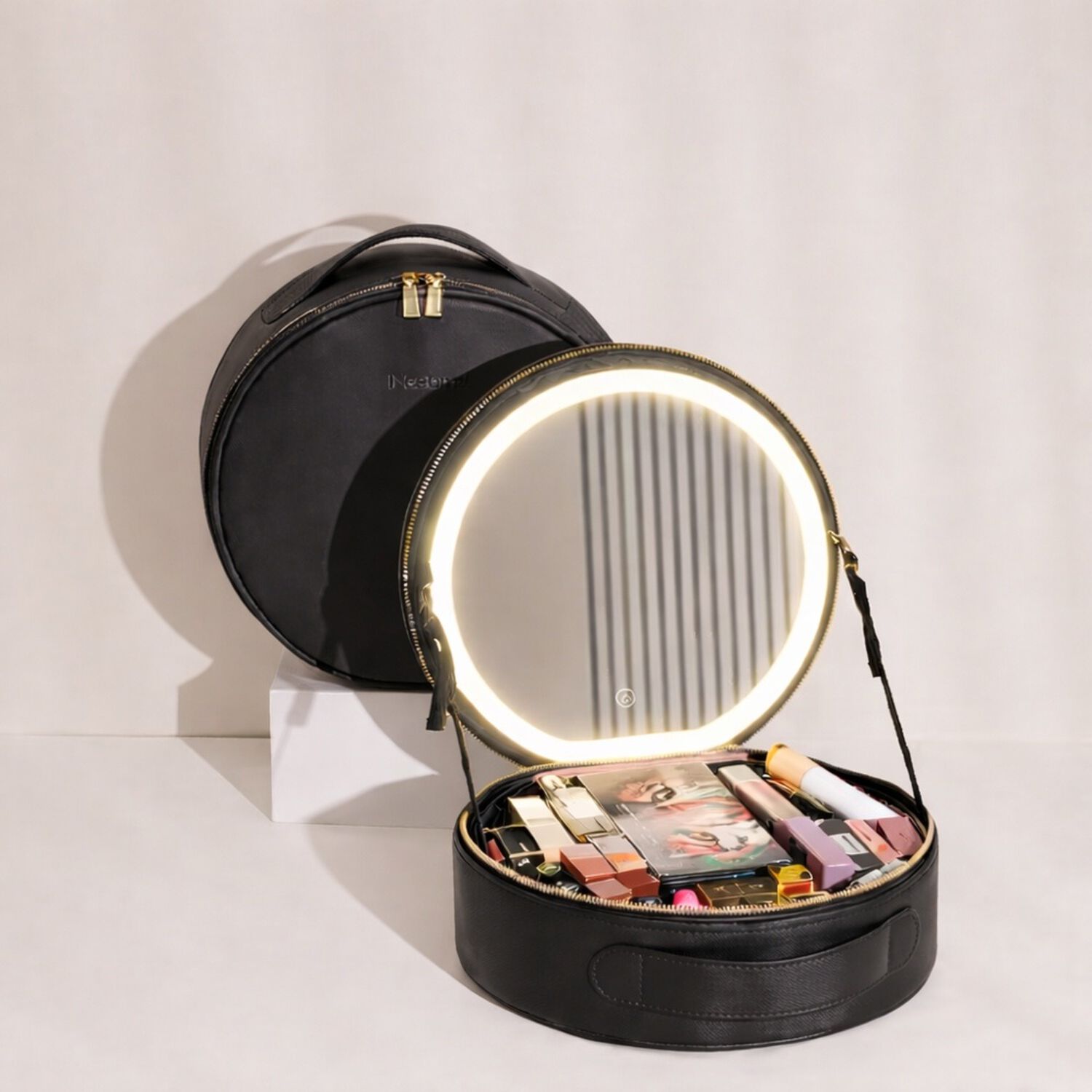 Estuche De Maquillaje Cosmetiquero Espejo Led Porta Brochas image number 5.0