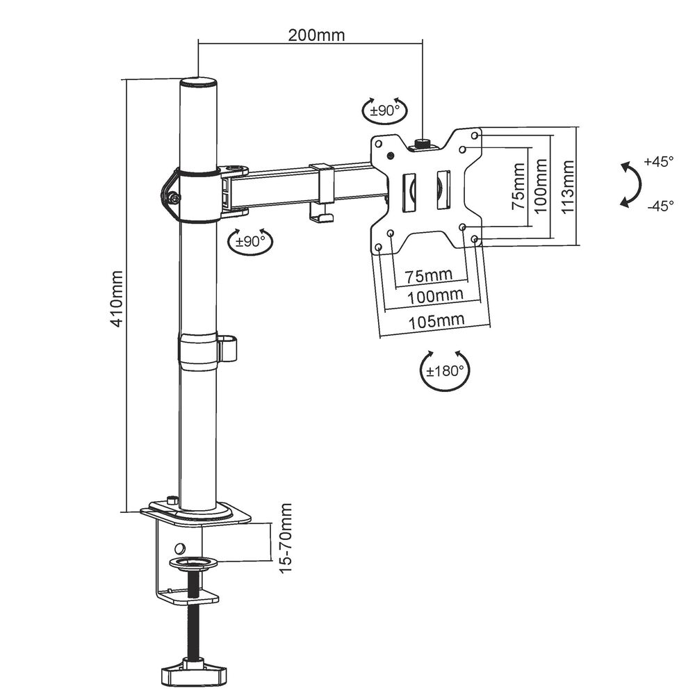 Soporte Para Monitor 13 A 27 Vesa 75x75 - 100x100 Bm711 Brasforma image number 1.0