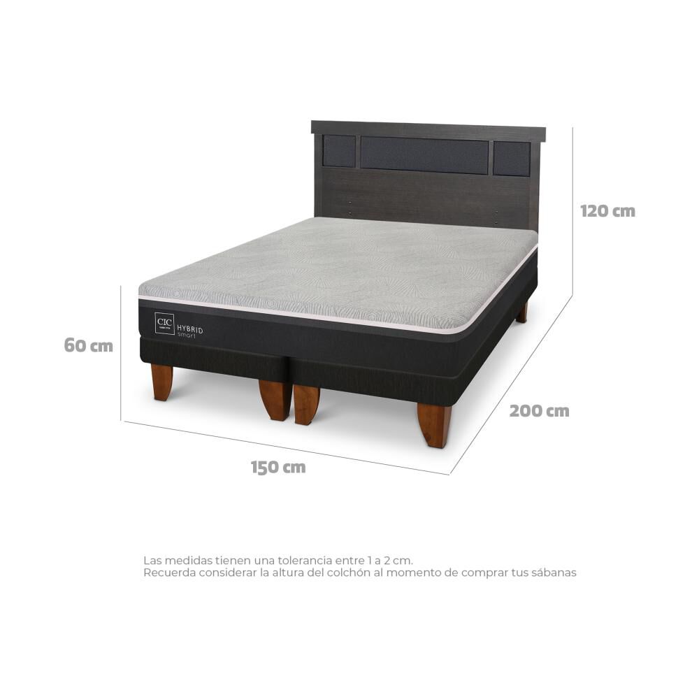 Cama Europea Cic Hybrid Smart / 2 Plazas / Base Dividida + Respaldo image number 3.0