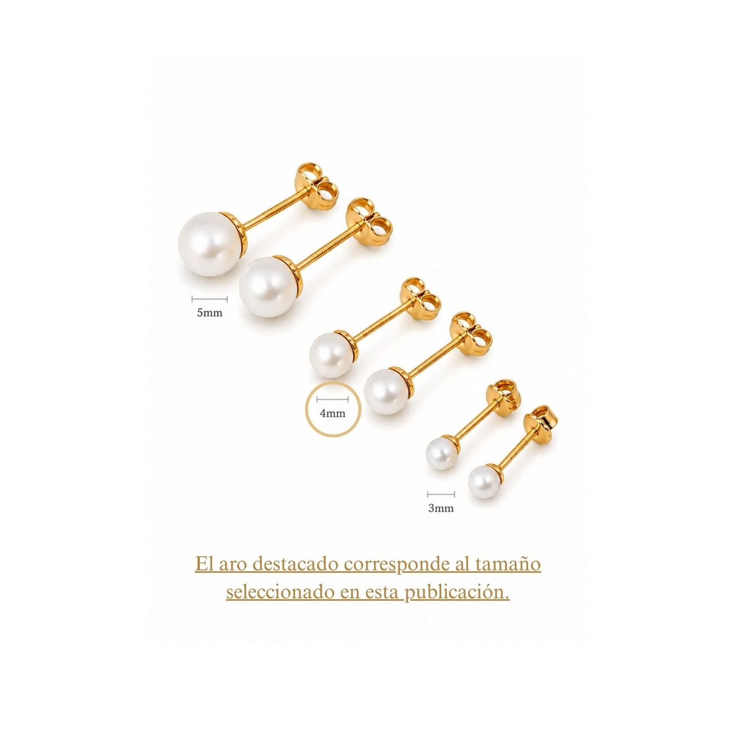 Aros Perla Cultivada Casquillo 4mm N2 Oro 18k 0.90gr Mujer Dorado image number 3.0