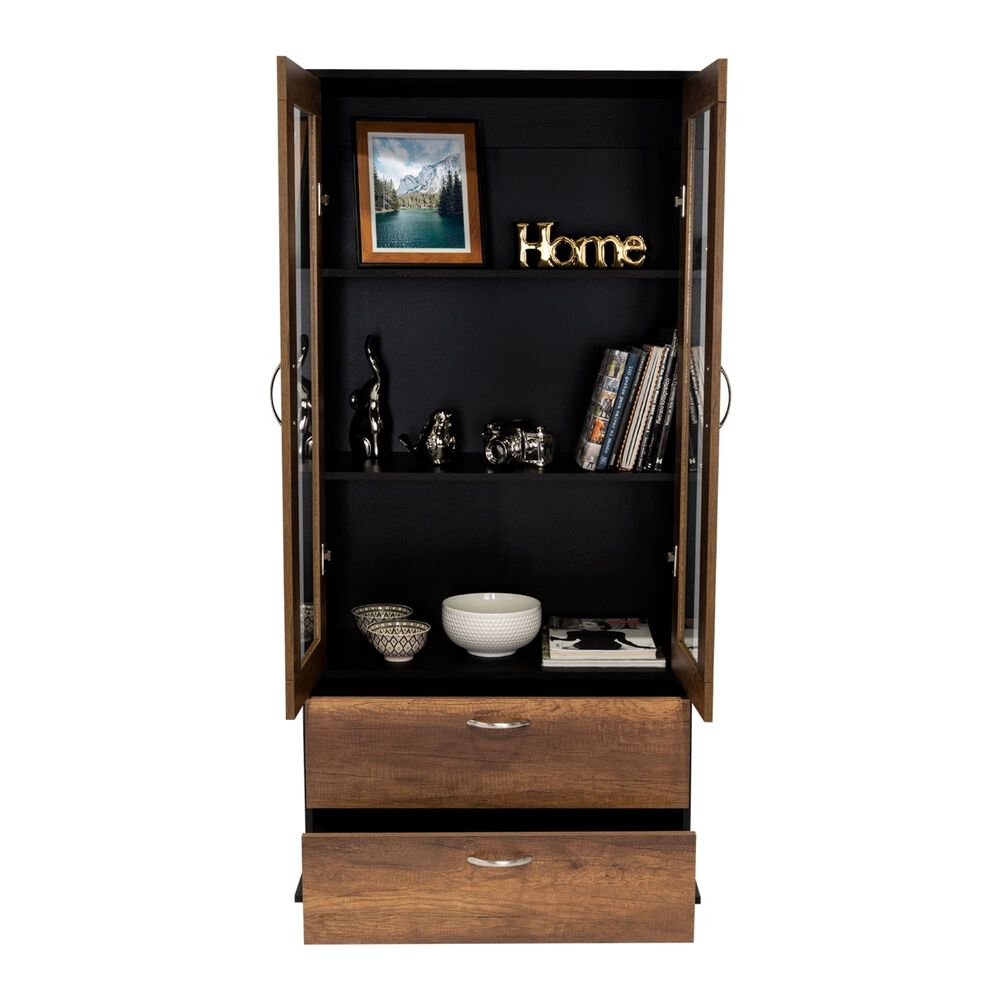 Vitrina 2 Cajones 2 Puertas Fm-001o - Caf&eacute; Oscuro Y Negro image number 1.0