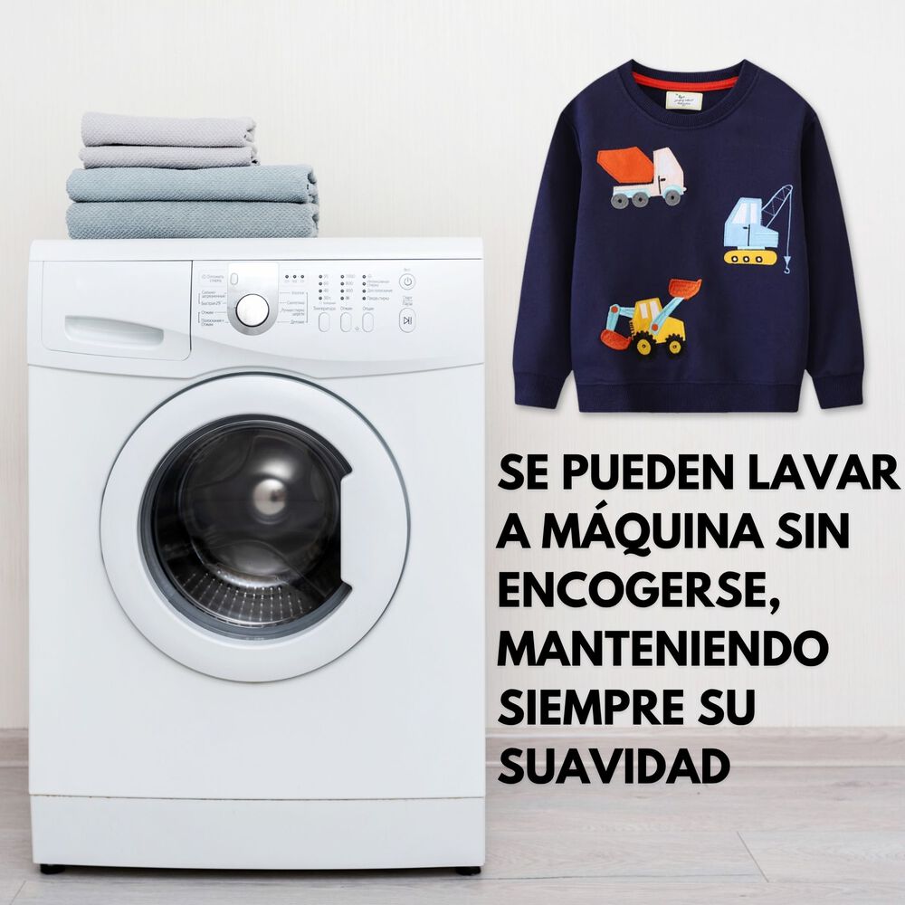 Poler&oacute;n Ni&ntilde;o Manga Larga 100% Algod&oacute;n Azul Gruas image number 5.0