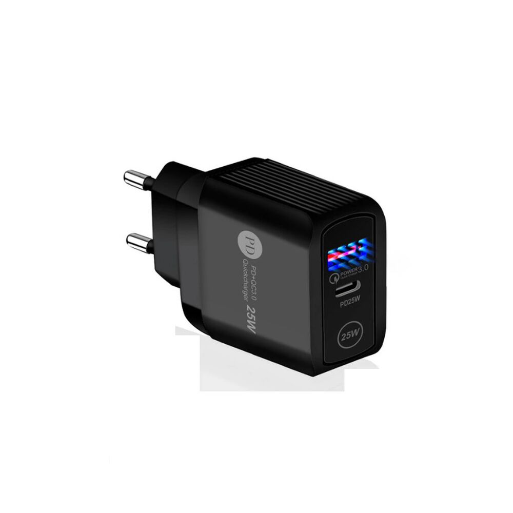 Cargador De Pared Para Celular 25w Tipo C Y Usb Normal Carga Rapida Para Iphone Android Samsung image number 0.0