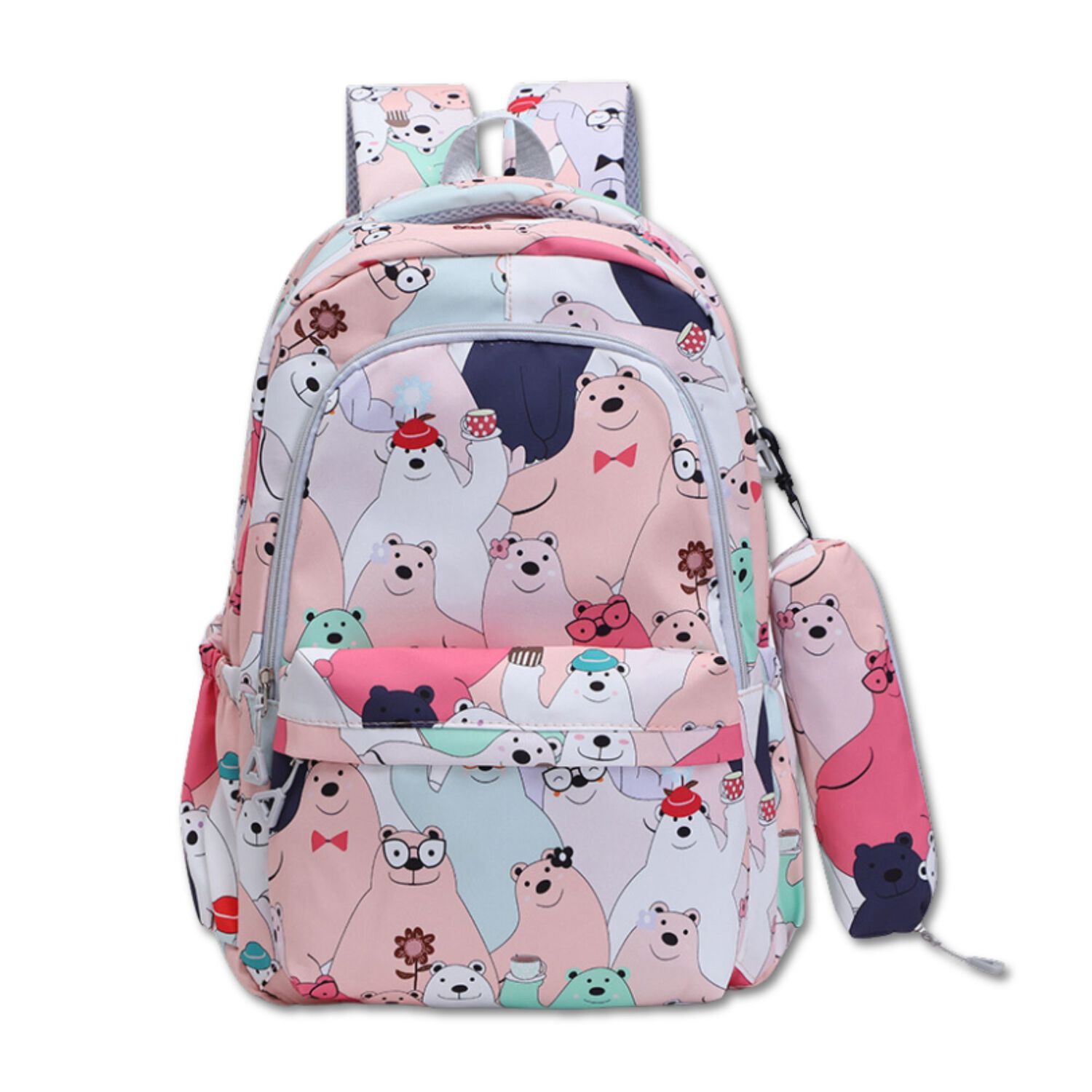 Mochila Escolar 44cm Dise&ntilde;o Estampado Coral Pink Bears image number 0.0