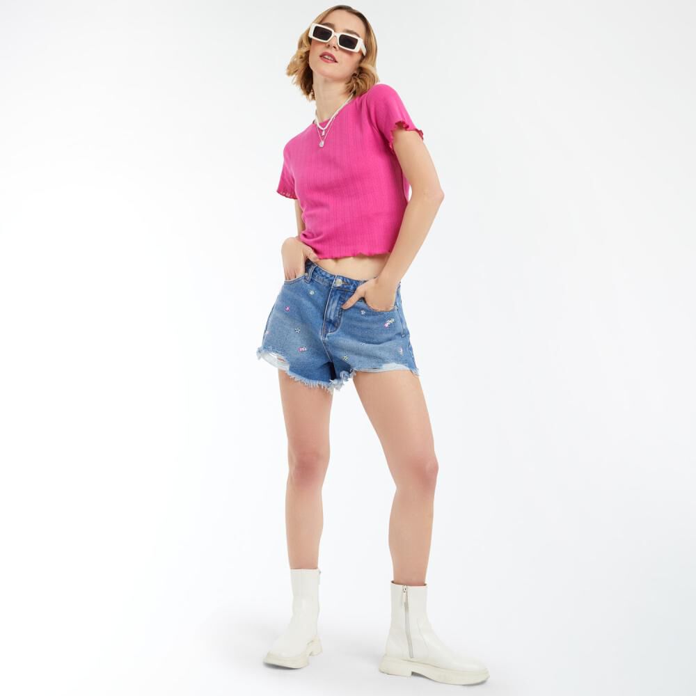 Polera Brodery Manga Corta Cuello Redondo Mujer Freedom image number 1.0