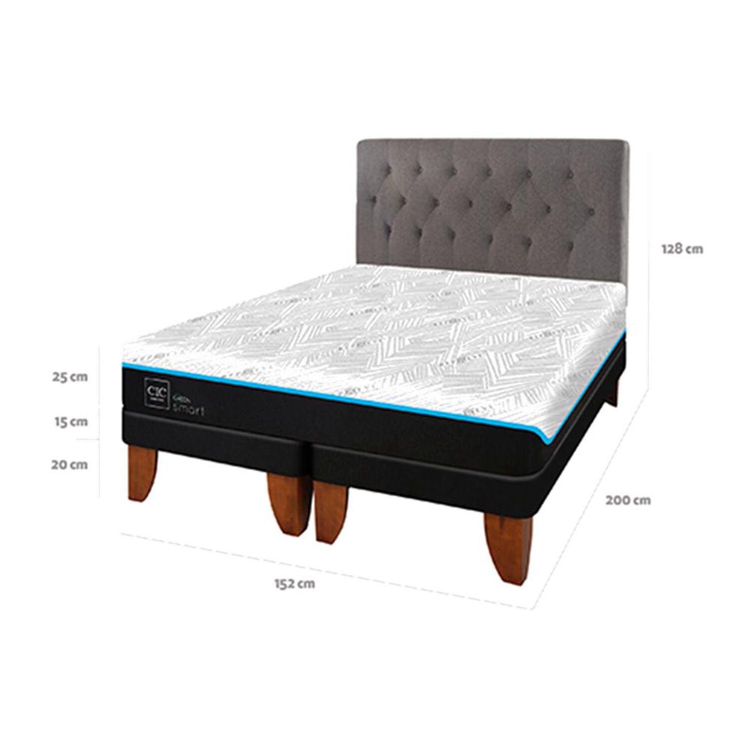 Cama Europea Cic Green Infinity / 2 Plazas / Base Dividida + Respaldo image number 6.0