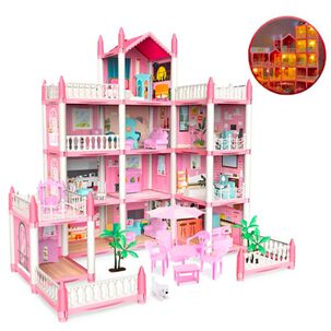 Casa De Mu&ntilde;ecas Castillo De Princesa Con Muebles Con Led