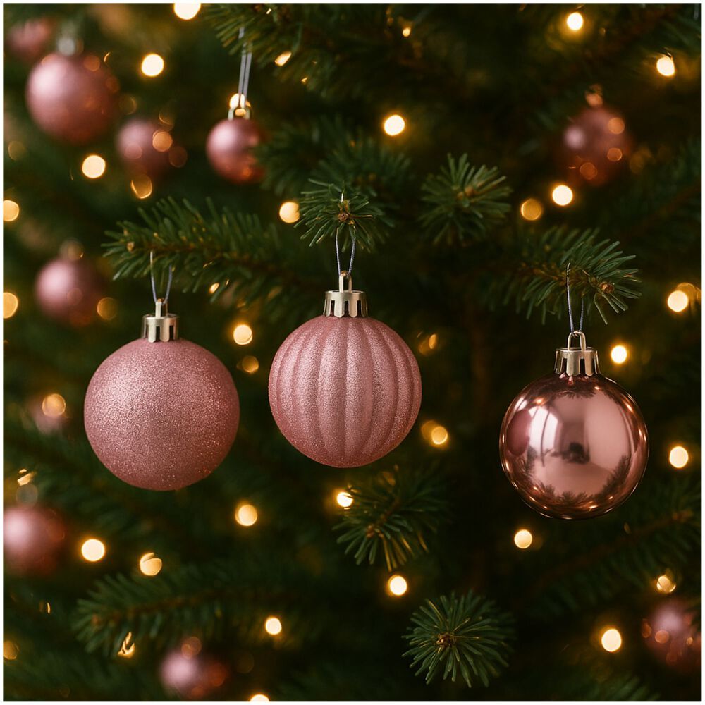 Set 12 Adornos Navideños Bambalina Oro Rosa 6cm Decoración image number 1.0