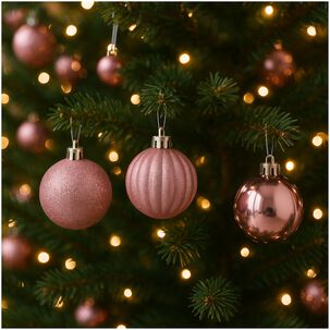 Set 12 Adornos Navideños Bambalina Oro Rosa 6cm Decoración