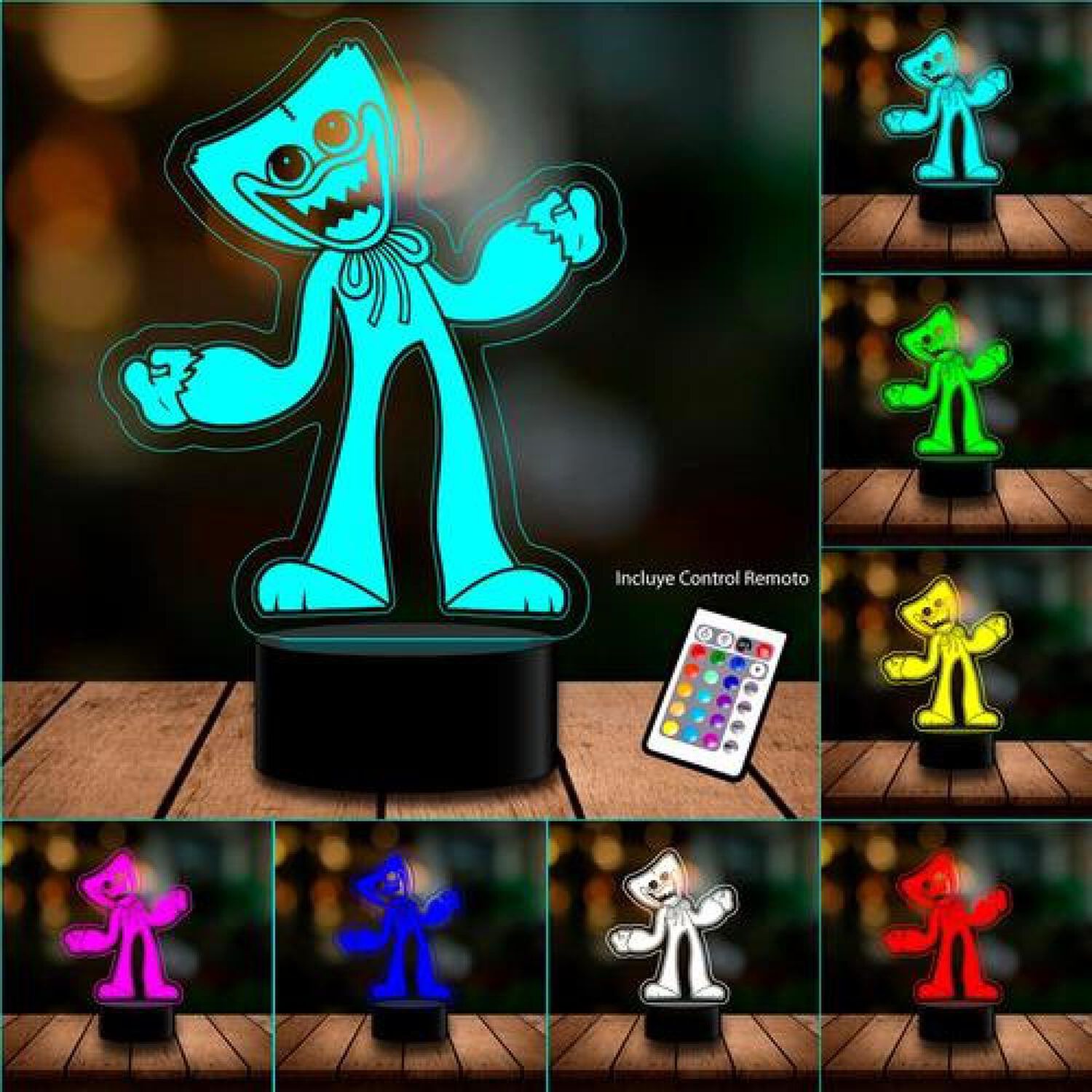 Lampara 3d Huggy Wuggy A Control Remoto 16 Colores image number 1.0