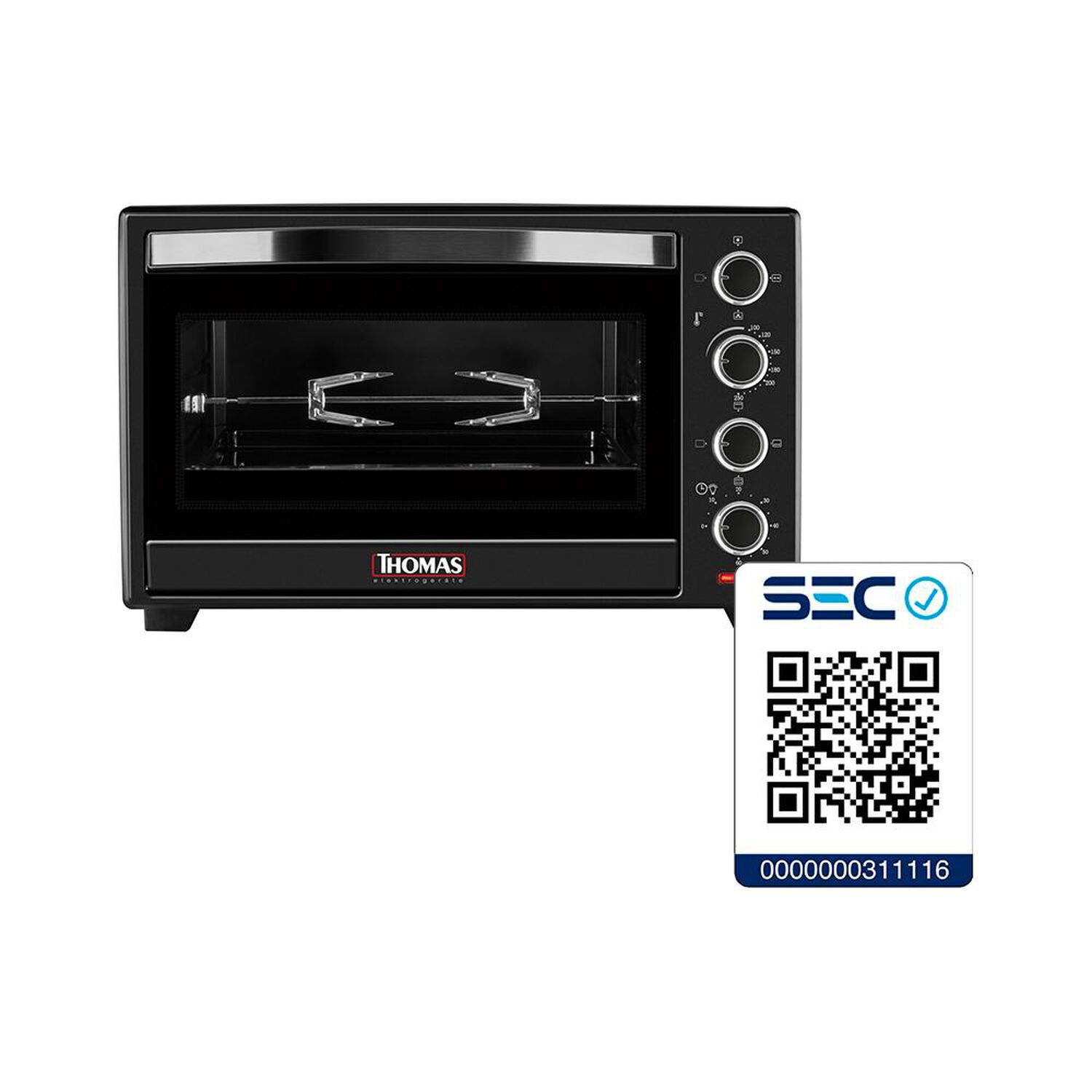 Horno El&eacute;ctrico Thomas TH-38N / 38 Litros / 1600W image number 4.0