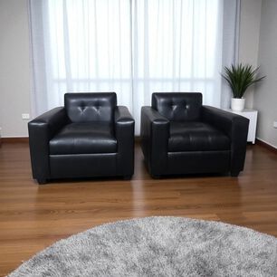 Juego De Living Ecocuero Negro