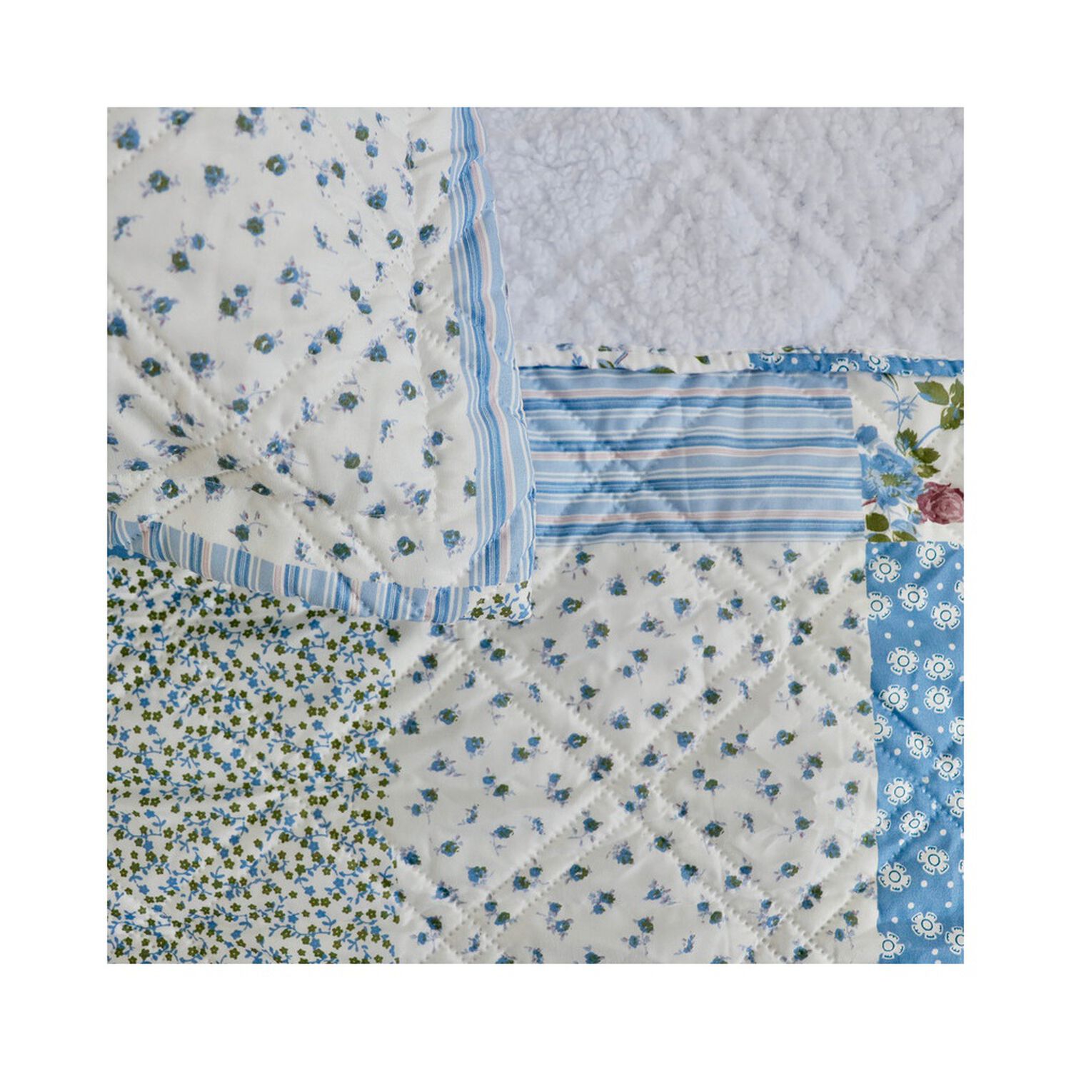 Quilt Andes Sherpa Estampado Patchwork Celeste 2 Pl image number 2.0