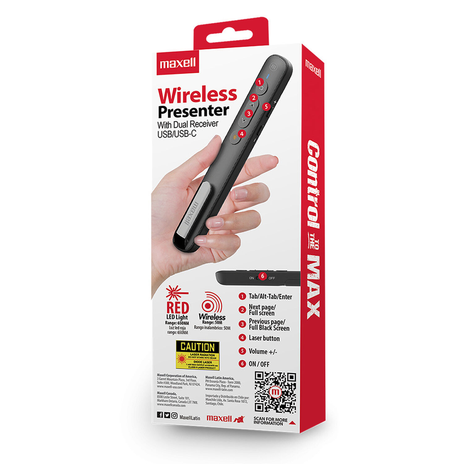Presentador Maxell Puntero L&aacute;ser Con Receptor Usb-a Y Usb-c image number 3.0