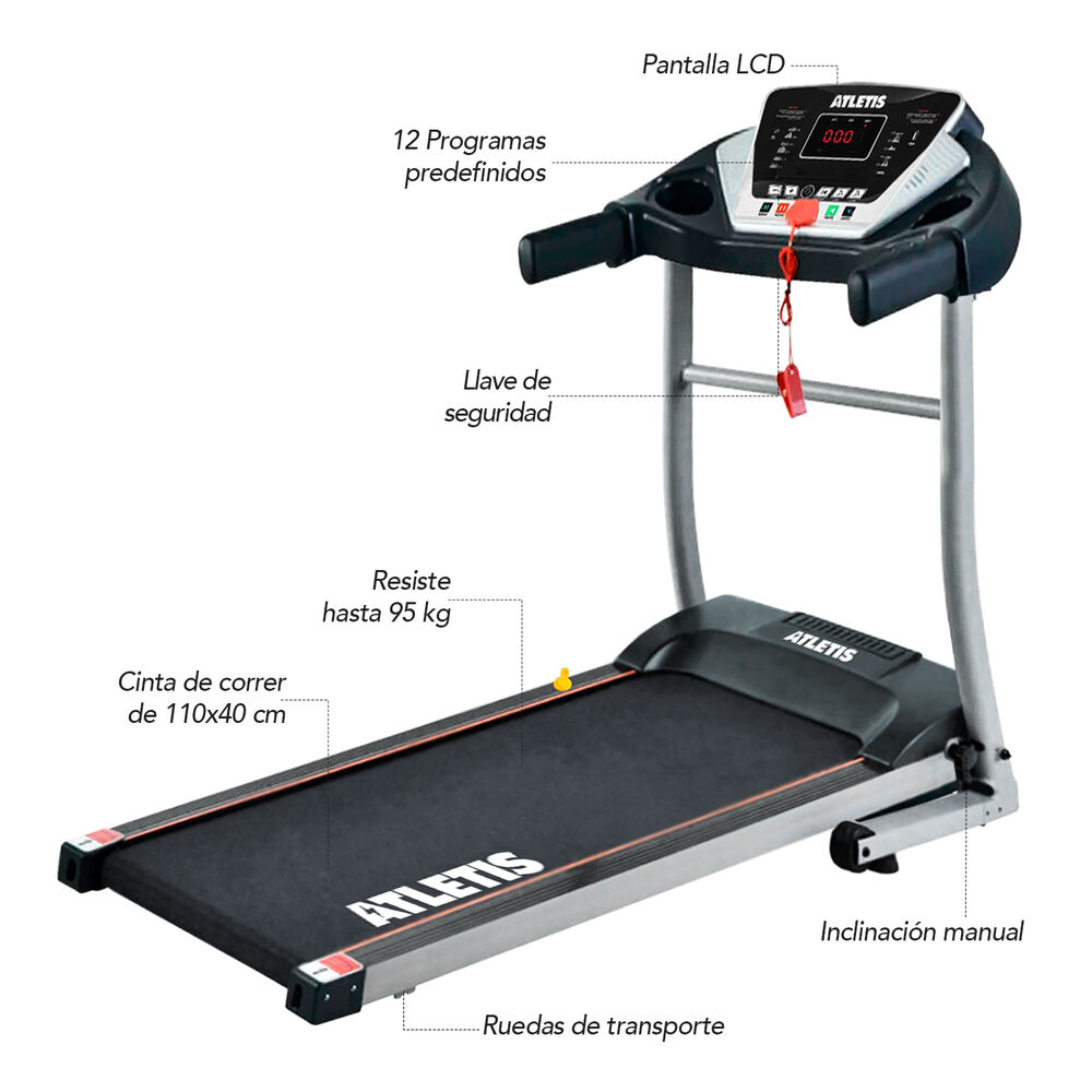 Trotadora El&eacute;ctrica Atletis Mp3 Y Altavoces T900 image number 6.0