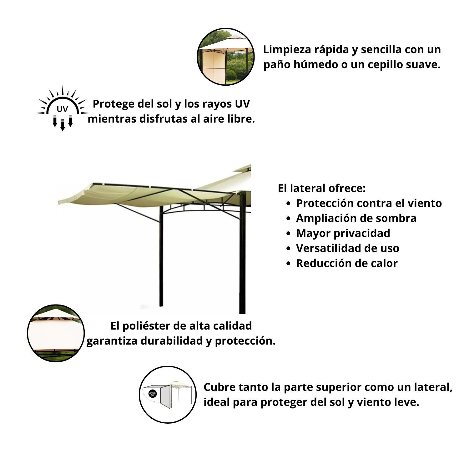 P&eacute;rgola Quintay Con Lateral 3x3mt Marfil image number 4.0