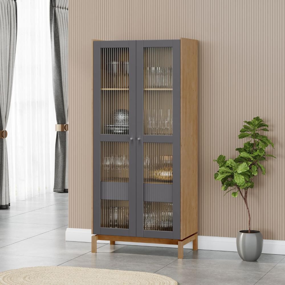 Vitrina Barcelona 2 Puertas + 1 Caj&oacute;n Grafito-roble image number 3.0