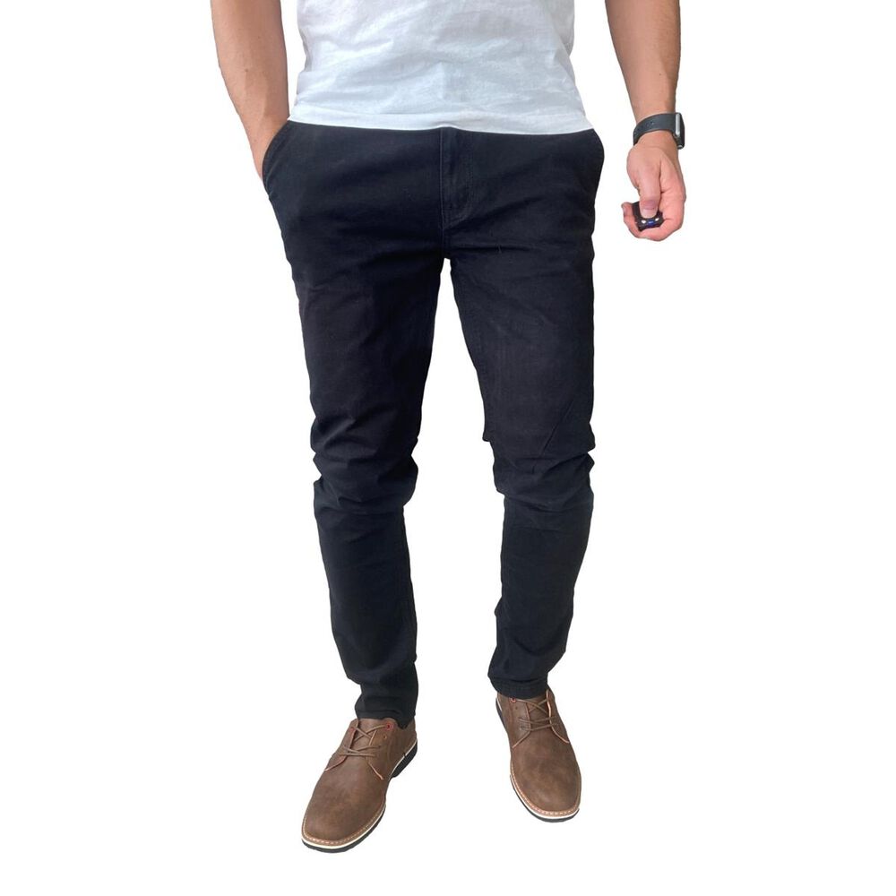 Pantal&oacute;n Elasticados Gabardina Negro Slim Fit Para Hombres image number 2.0
