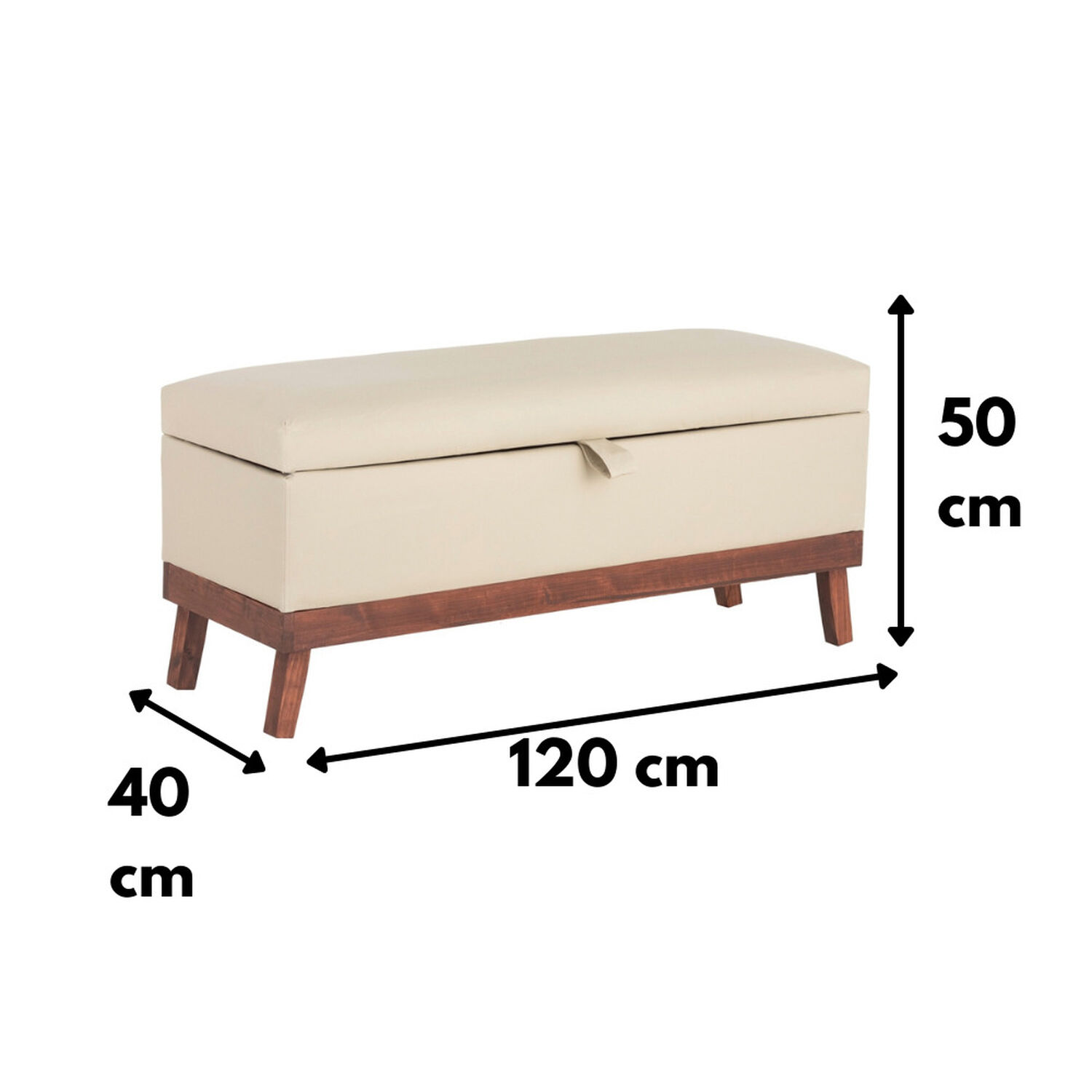 Banqueta Con Ba&uacute;l Incy Creams Eco Cuero 120x40x50 Cm M&aacute;xima Design image number 3.0
