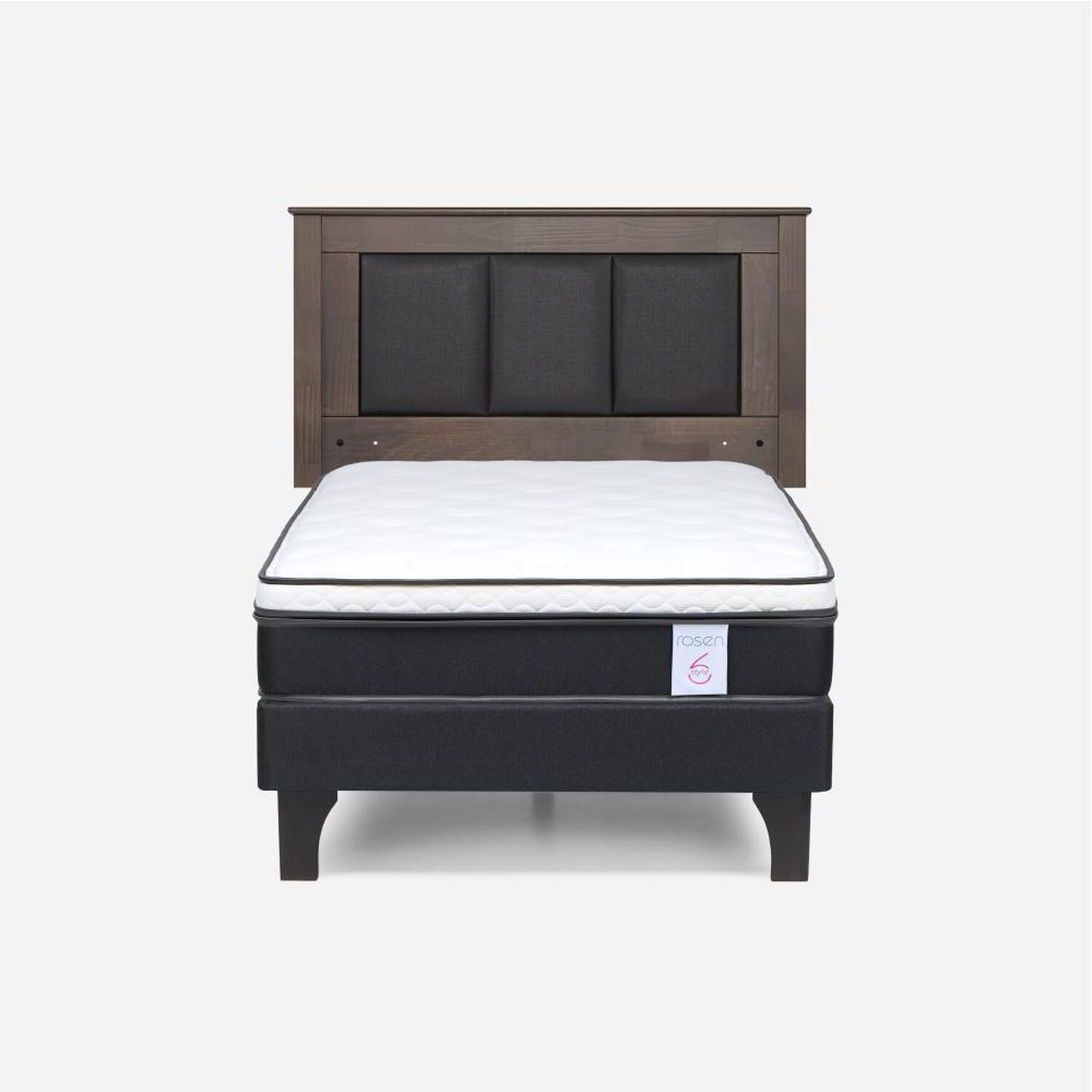 Cama Europea Rosen New Style 6 / 1.5 Plazas / Base Normal + Respaldo image number 0.0