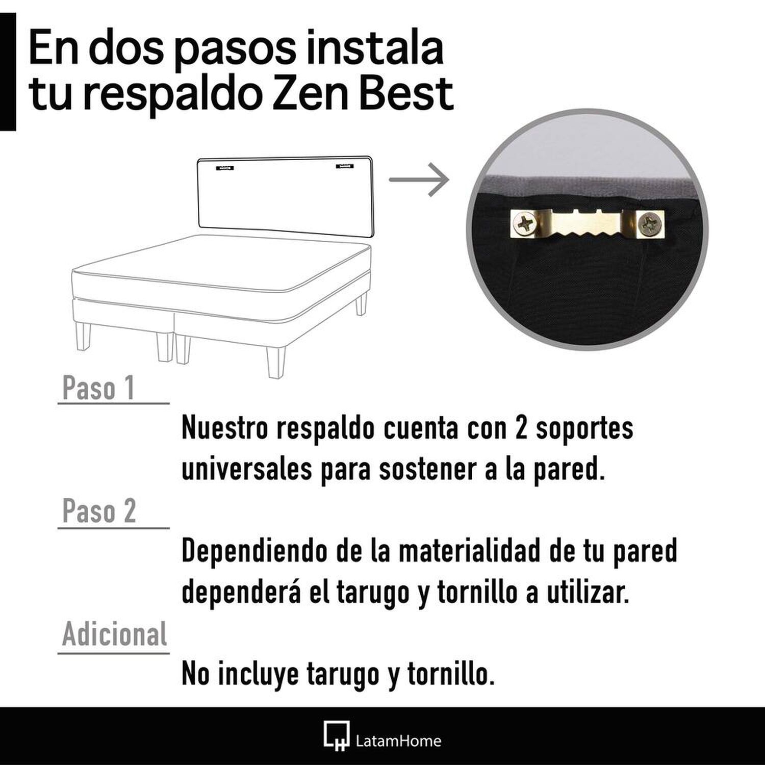 Combo Cama Cannon 2 Plazas Textil + Respaldo Tela Gris image number 1.0