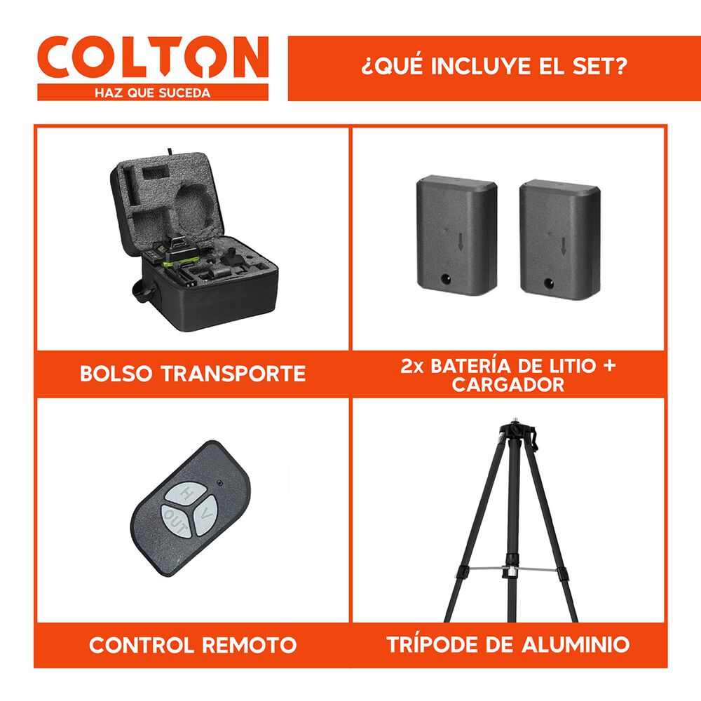 Nivel L&aacute;ser 16 L&iacute;neas Colton Auto + 2 Bater&iacute;as + Tr&iacute;pode image number 4.0