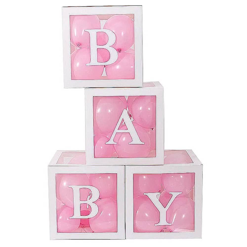 Set 4 Cajas Cubo Para Decoraci&oacute;n De Baby Shower Revelacion image number 2.0