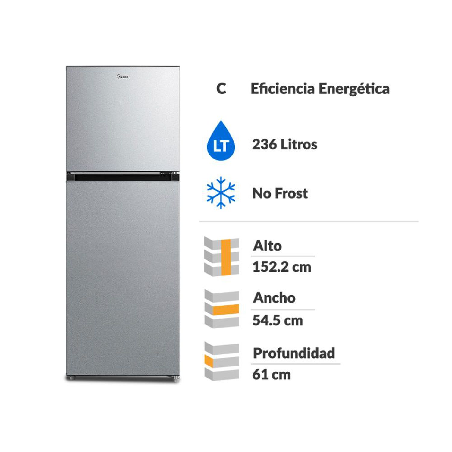 Refrigerador Top Freezer Midea MDRT346MTF50IN / No Frost / 236 Litros / C image number 1.0