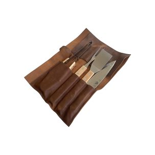 Kit Parrillero Con Estuche De Cuero