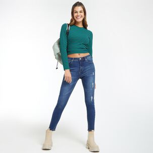 Jeans Bordado Tiro Alto Super Skinny Mujer Freedom