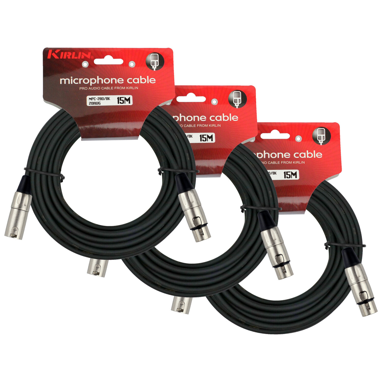 Pack 3 Cables Microfono Xlr De 15 Mts Kirlin image number 0.0
