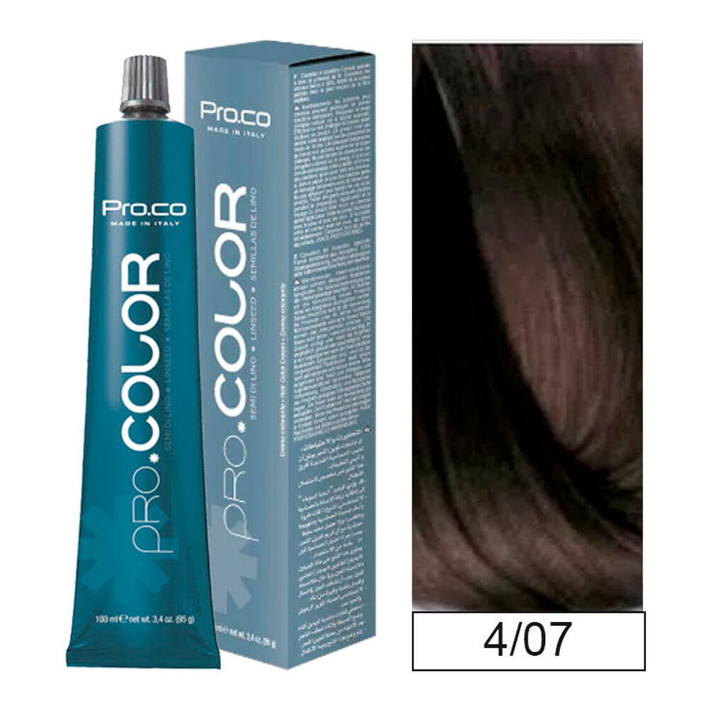 Pro.color - Tintura Permanente 4/07 Castaño Natural Tabaco 100ml + Oxidante image number 0.0