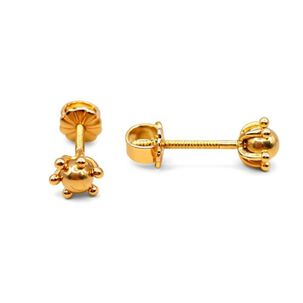 Aros Bolita Pistilo 6mm N3 Oro 18k Atornillados 1.50gr Mujer Hipoalerg&eacute;nicos