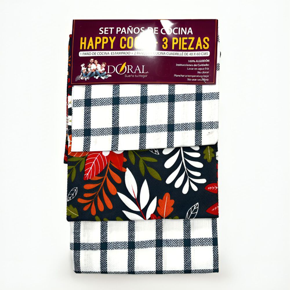 Set 3 Paños De Cocina Happy Cook Azul image number 1.0
