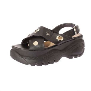Sandalia Plataforma Negro V&iacute;a Franca Art. 5nlx011ablack