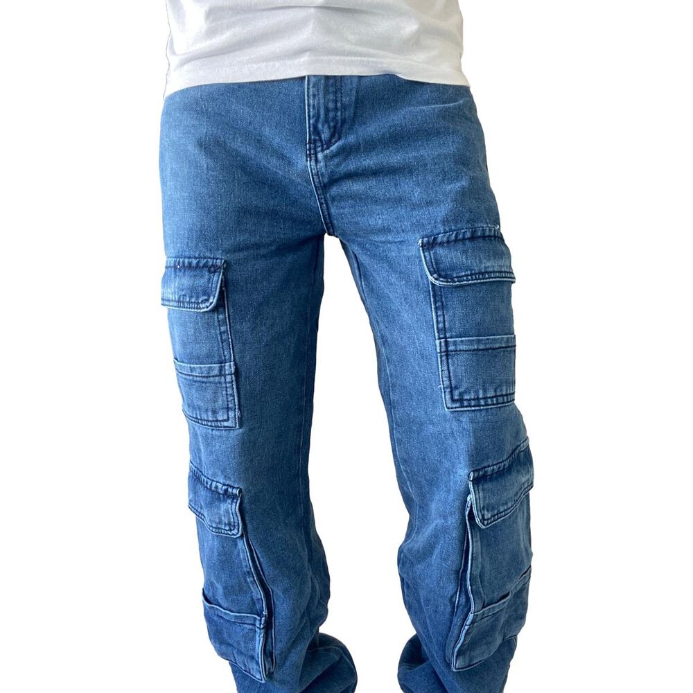 Jeans Diábolo Cargo Ancho Loose Fit Hombre image number 4.0