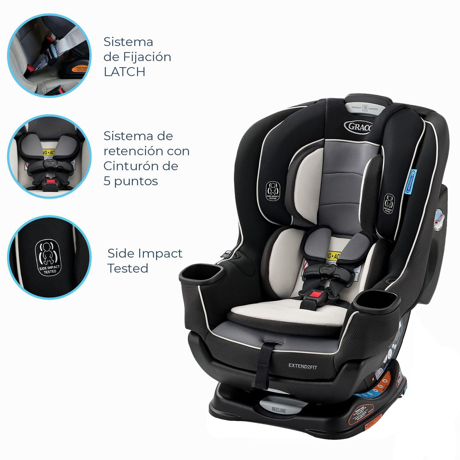 Silla De Auto Bebe Convertible Extend2fit Gotham image number 4.0